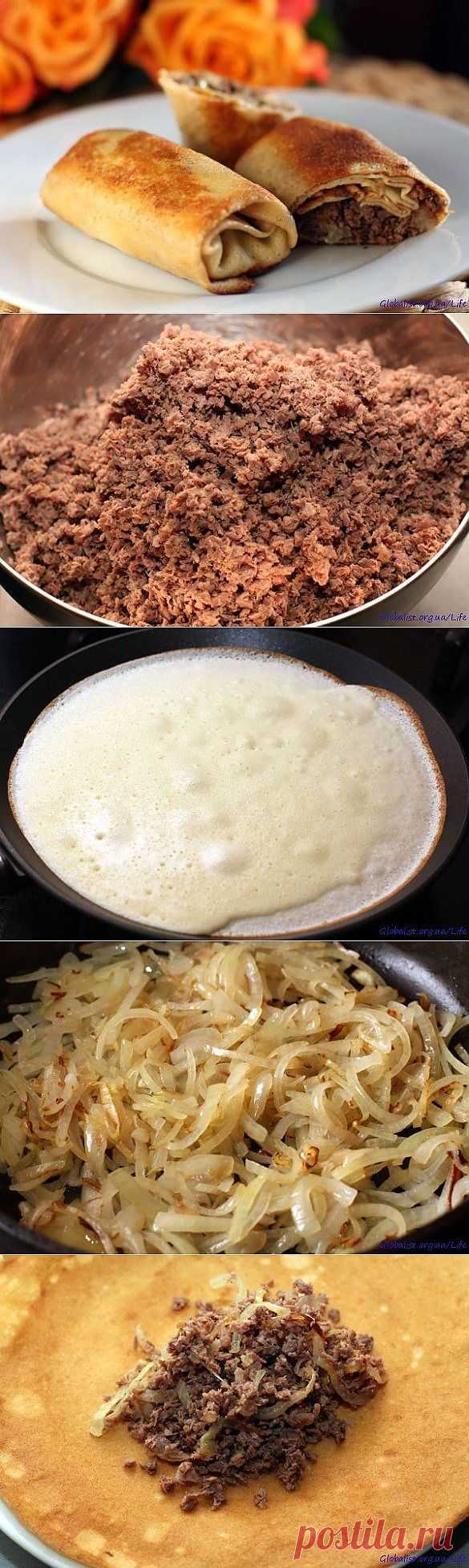 Традиционнын блины с мясом.