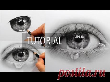 How to draw, shade a realistic eye with teardrop | Step by Step Drawing Tutorial
