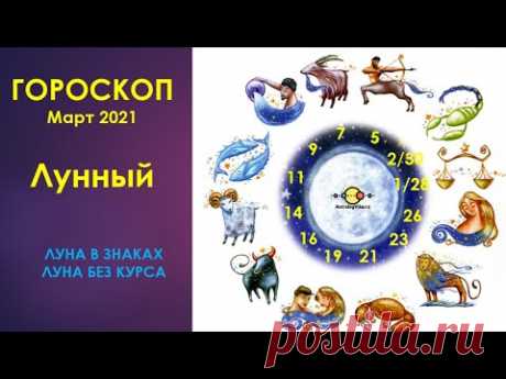 Гороскоп - Луна в марте. Отношения, дела, здоровье. Дни луны без курса. 🔮 астролог AstrologVika.
