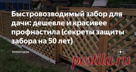 Быстровозводимый забор для дачи: дешевле и красивее профнастила (секреты защиты забора на 50 лет) Если вы решаете, какой забор поставить на дачу, присмотритесь к этому варианту. Сейчас становится популярно среди дачников делать забор из реек. Это тонкие планки из разных пород дерева.
