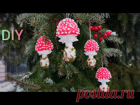 Ёлочные украшения из фоамирана. Мухоморы на ёлку