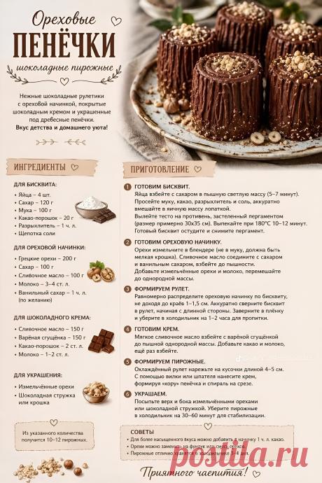 Ореховые пенечки (шоколадные пирожное)