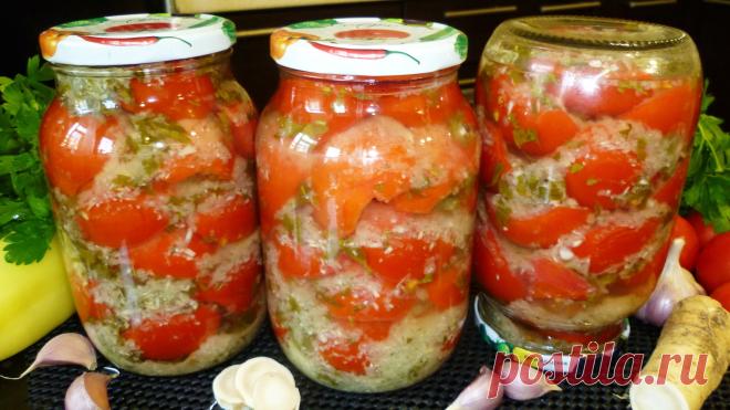 Маринованные помидоры с хреном на зиму