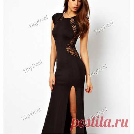 Lace Patchwork A-line Split Front Floor-length Evening Dresses NWO-183980 - TinyDeal