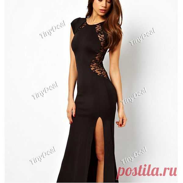 Lace Patchwork A-line Split Front Floor-length Evening Dresses NWO-183980 - TinyDeal