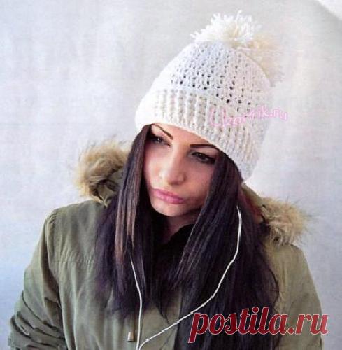 Вязаная теплая шапка - Описание вязания, схемы вязания крючком и спицами | Узорчик.ру