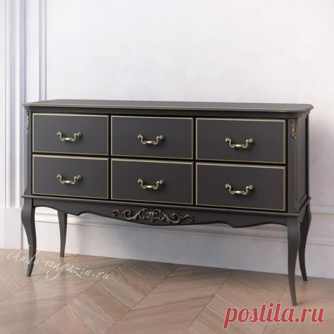 Комод черный массив дерева с 6 ящиками купить по цене 62 000 руб. в Москве — интернет магазин chudo-magazin.ru