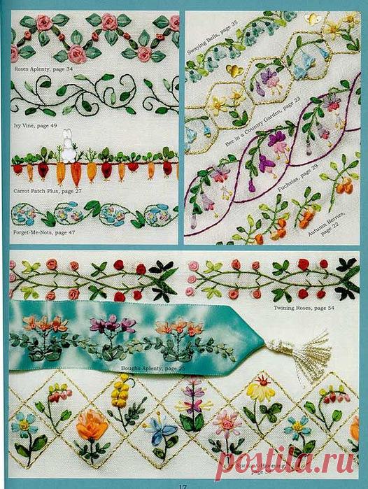 ПРЕЛЕСТНЫЕ ВЫШИВКИ-МИНИАТЮРКИ... вышивка лентами... подробно и со схемами...