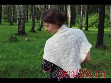 Вязание спицами: простая шаль-бактус,платочной вязкой.