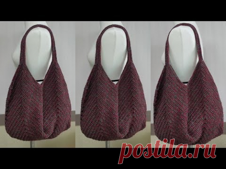 손뜨개 코바늘 망태기가방 숄더백 - crochet  square motif bag