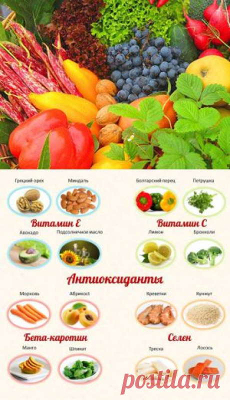 Антиоксиданты в продуктах питания против свободных радикалов