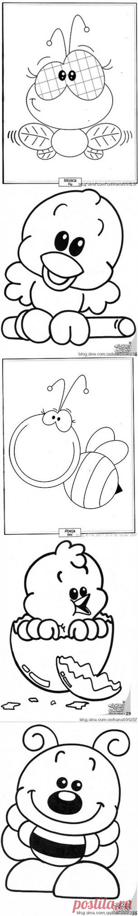 Детские схемки для аппликации и вышивки.