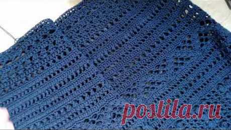 Юбка крючком из хлопка.🏵️ Перекрещенные столбики и бомбочки 🏵️ МК🏵️