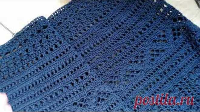 Юбка крючком из хлопка.🏵️ Перекрещенные столбики и бомбочки 🏵️ МК🏵️