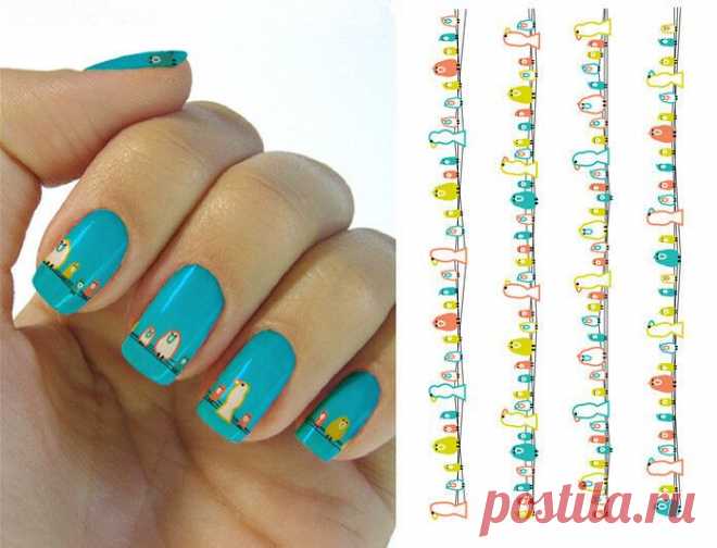 Переброска-воды-ногтей-наклейки-на-полный-обертывания-многоцветный-птицы-провода-дизайн-DIY-французский-маникюр-фольга-штамп.jpg (696×531)