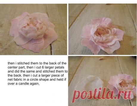 Винтажный цветок из ткани МК