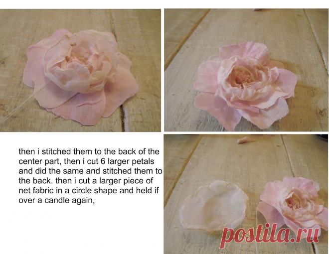 Винтажный цветок из ткани МК