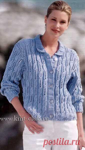 Женская вязаная кофта спицами
Схема
http://www.knit-club.ru/uploads/posts/2013-11/1385309496_zhenskaja-vjazanaja-kofta-spicami.png