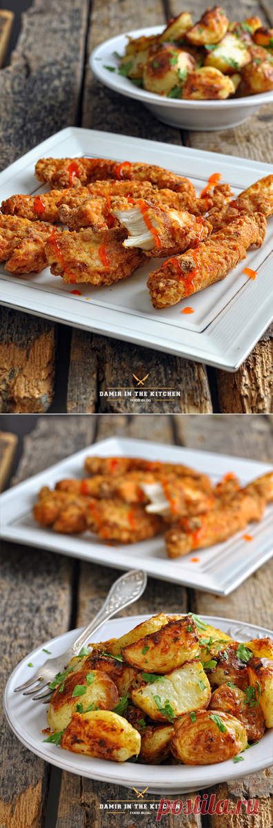 Домашние KFC стрипсы + запечённый картофель