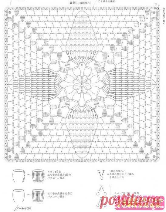 Вязаное покрывало из квадратов