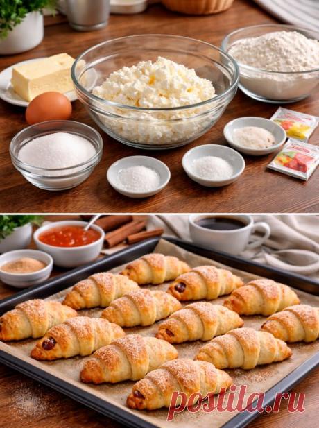Творожное тесто: из него пеку круассаны, которые тают во рту
Хочу поделиться рецептом творожного теста, из которого я пеку либо печенье, либо круассаны. В этот раз я решила испечь круассаны.
Ингредиенты:
- Творог мягкий, не сухой — 250 г
- Сливочное масло или маргарин (мягкое) — 100 г
- Яйцо — 1 шт. (крупное)
- Сахар — 100 г
- Соль — ½ ч. л.
- Сода — 1 ч. л. без верха или разрыхлитель — 1 пакетик
- Ванилин — по вкусу
- Мука — 300–400 г

Дополнительно:
- Сахар — для обсыпки...
