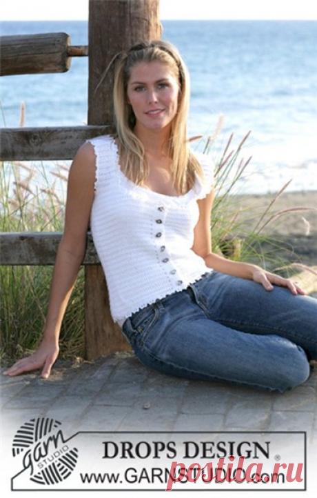 Размер: S – M – L - XL

вязание по материалам сайта: SBinfo.ru/1360607404


Потребуется:

• 200-250-250-300 г пряжи DROPS «Safran» белого цвета (№ 17)

• крючок DROPS 3.5 mm, либо размер, подходящий для указанной плотности вязания

• 7 серебристых фигурных пуговиц DROPS (№ 534)


Плотность вязания: 20 ст. с/н (ст. б/н) в ширину и 13 рядов узора в высоту = 10 x 10 см, связано крючком 3.5 mm пряжей «Safran»


Основной узор: 1-й ряд (= лицевая сторона): вязать 1 ст. с/н в каж...