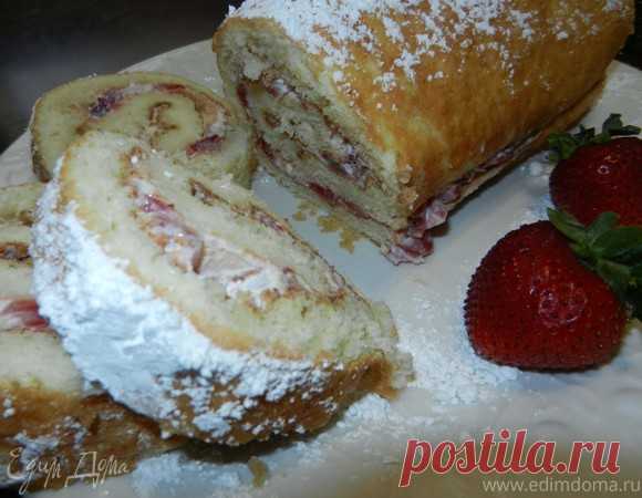 Рулет с клубникой и сливками (Cream-filled cake roll) — Пошаговый рецепт приготовления с фото 2025 | Простые и вкусные рецепты в домашних условиях