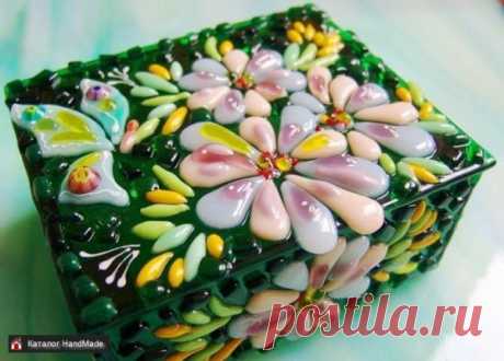 Шкатулка из стекла Весеннее настроение, фьюзинг купить в Беларуси HandMade, цены в интернет магазинах