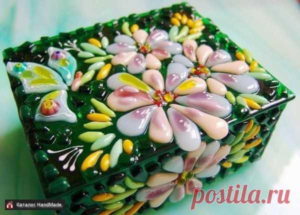 Шкатулка из стекла Весеннее настроение, фьюзинг купить в Беларуси HandMade, цены в интернет магазинах