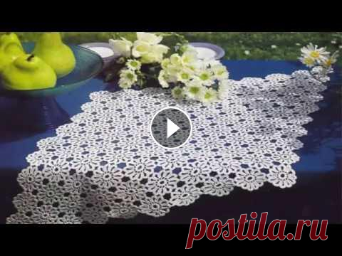 САЛФЕТКА КРЮЧКОМ ИЗ МОТИВОВ - РОМАШЕК РОМБОВИДНОЙ ФОРМЫ Эффектная салфетка, связанная крючком из маленьких мотивов - ромашек, соединенных в форме ромба. Как связать мотив - ромашку: мастер класс. Нитки ирис...