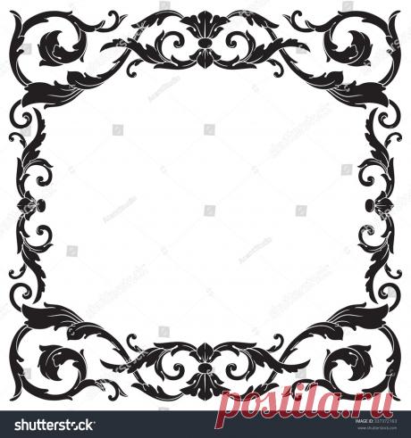 Стоковая векторная графика «Vintage Baroque Frame Scroll Ornament Engraving» (без лицензионных платежей), 337372163: Shutterstock
