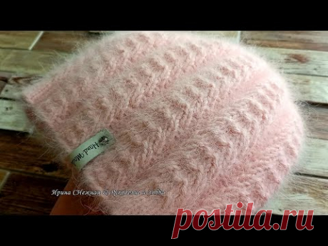 "НОРА" - Тёплая норковая шапочка - Вяжем спицами круговыми рядами