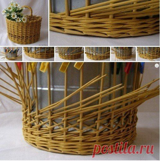 Корзинка. Плетение из газет.