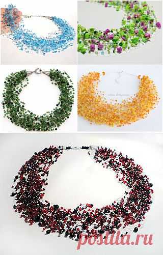 Вяжем воздушное колье из бисера / Колье, бусы, ожерелья / Biserok.org