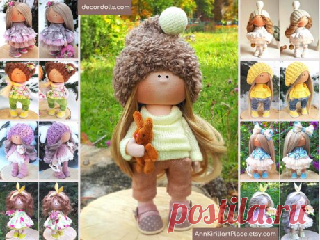 Textile Rag Doll Interior Art Doll Nursery Decor Doll Love | Etsy Hello, dear visitors!  This is handmade soft doll created by Master Yana (Cheboksari, Russia). Doll is made by Order. Order processing time is 5-12 days.  All dolls on the photo are made by master Yana. You can find them in our shop using masters name: