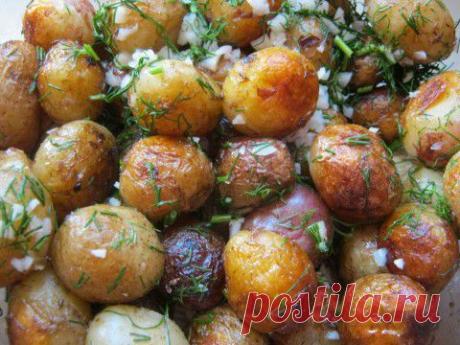 Молодой картофель жареный с чесноком и укропом | Домохозяйки