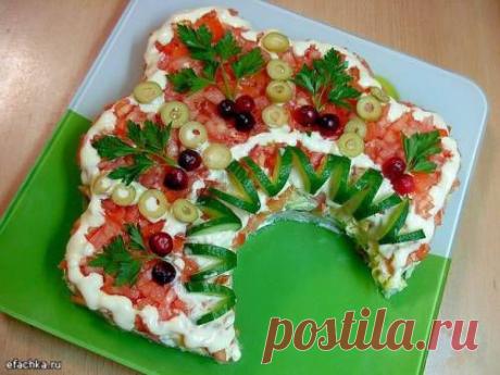 Новогодний салат «Кокошникс курицей» / Простые рецепты