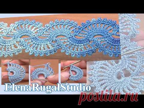 Crochet Lace Tape Pattern Урок 5 часть 2 из 2 Лента в технике ленточного кружева