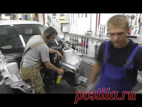 Как поправить лонжероны на Тииде. Body repair after an accident.