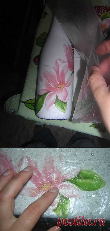 Приклеивание салфетки с помощью файла