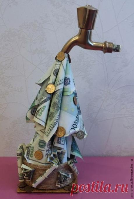 Купить Денежный кран - золото, зелень, доллар, евро, деньги, купюры, денежный кран