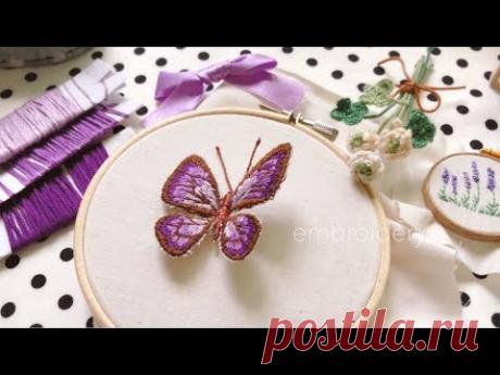 刺繍☆立体な蝶*butterfly embroidery☆春*