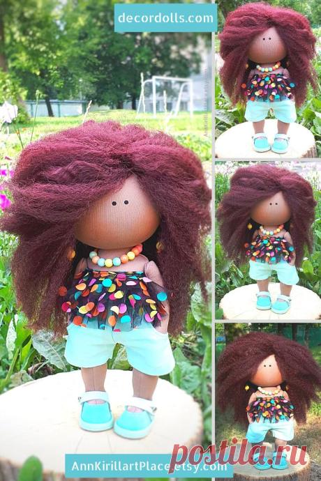 Curly Hair Handmade Tilda Doll Girl Gift Doll Portrait Cloth | Etsy