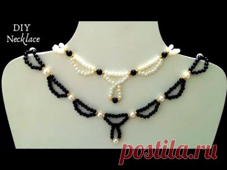 5 min craft. DIY Necklace. Beaded necklace tutorial. DIY gift