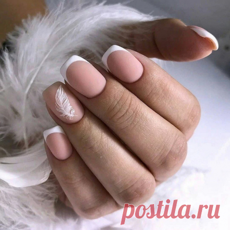 Матовый маникюр френч с пероми - купить в Киеве | Tufishop.com.ua
