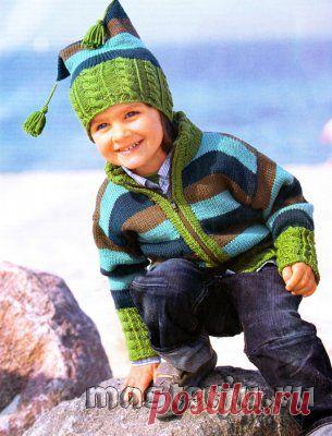 полосатый жакет и шапочка » Мастерю - все своими руками