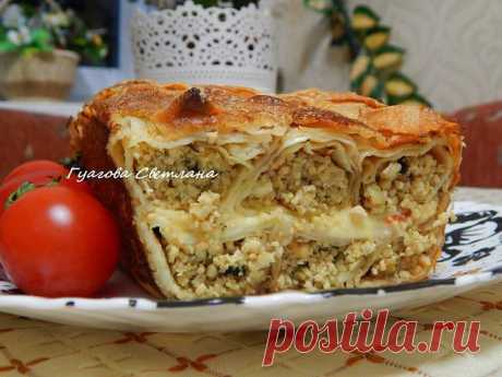 Блинный пирог с мясом.