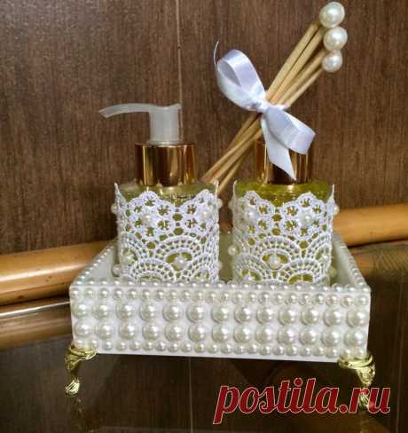 Kit lavado    Bandeja com pérolas, sabonete líquido e aromatizador com varetas…