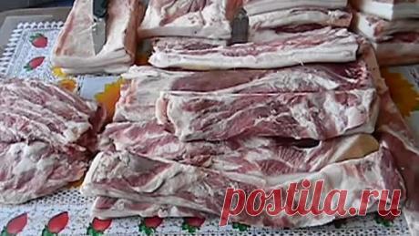 Засолка и копчение сала , грудинки . Мой рецепт . Часть 1