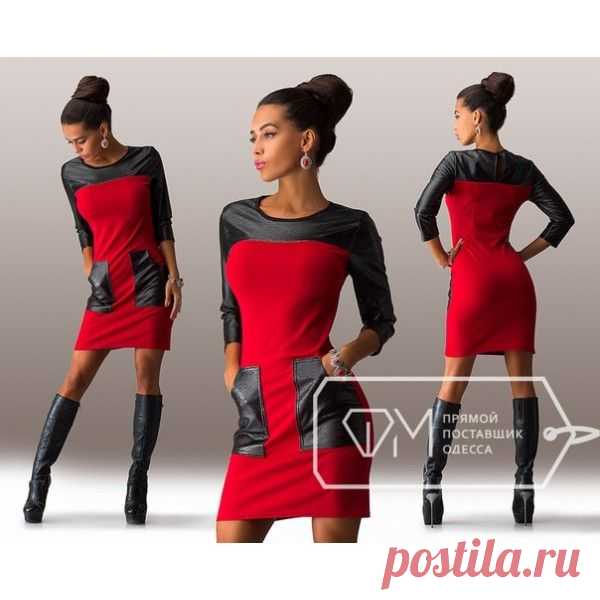 Платье Перфорация-кармашик.SML XL
Фр. Трикотаж, эко кожа